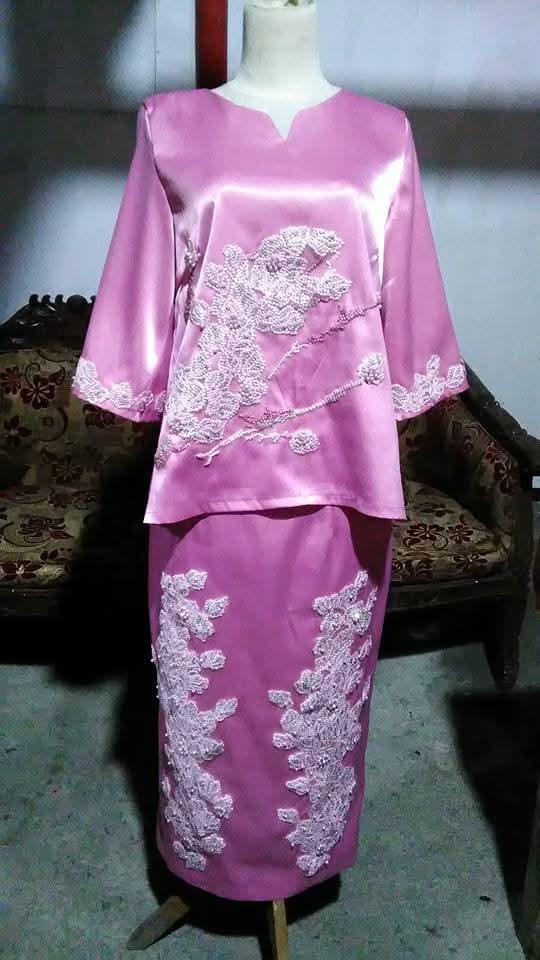 Setelan Kebaya Pink Brokat